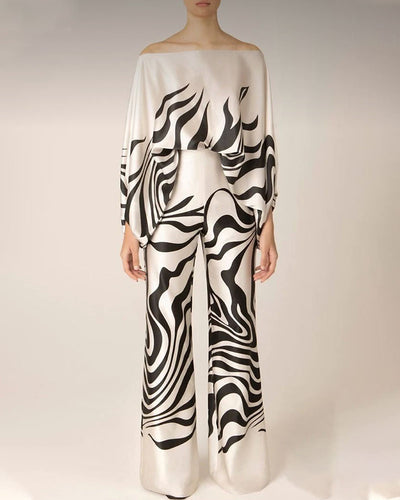 Elegant abstract print two-piece set