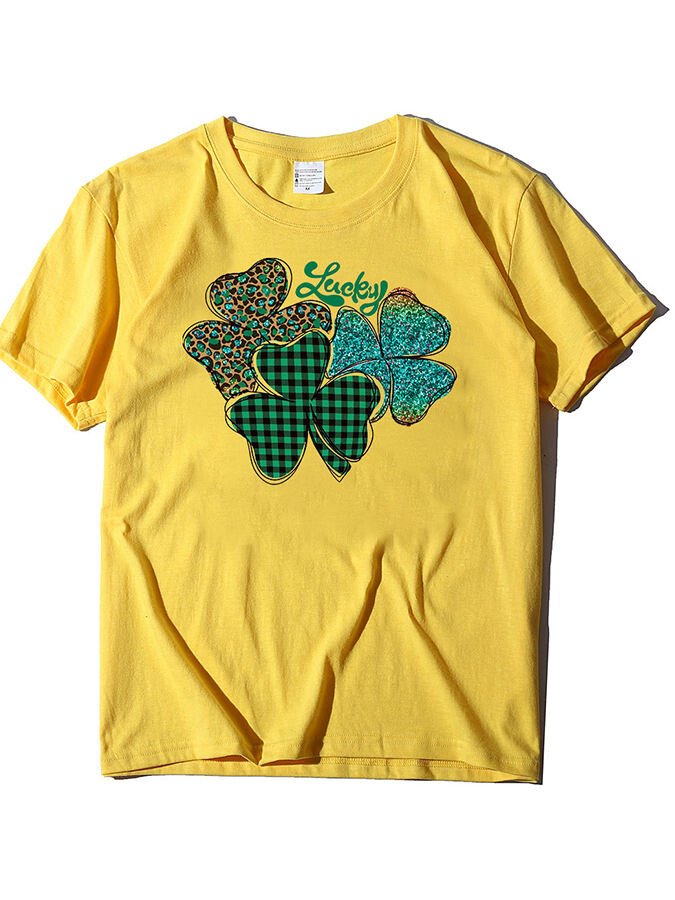 Damen T-Shirt mit Kleeblatt-Motiv, kurzärmelig, St. Patrick's Day 