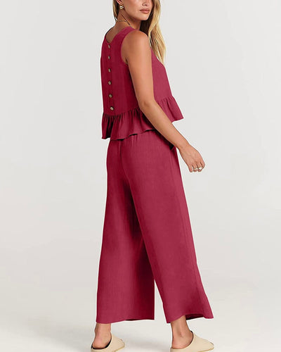 Summer's new pleated casual two-piece set