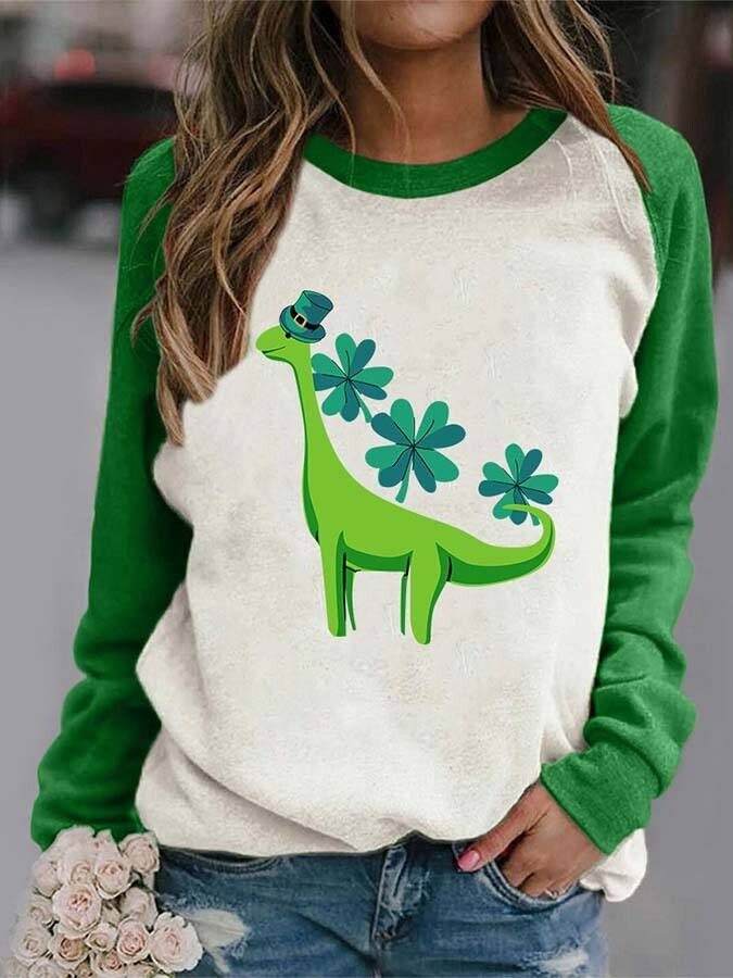 T-shirt à manches longues Shamrock pour femmes de la Saint-Patrick 