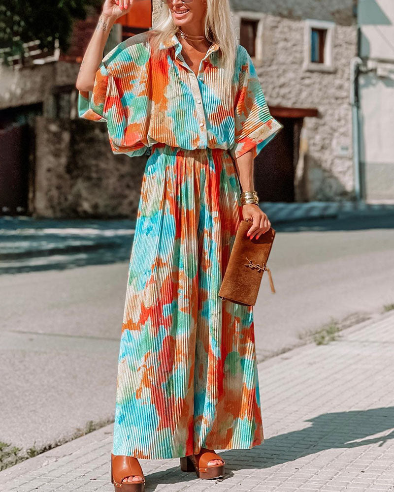 Casual bohemian smudge-dyed jumpsuit