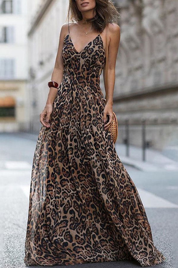 Leopard Print Classic Sexy Slip Dress