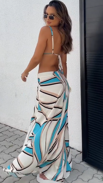BRIZO Backless Cut-Out Maxi Split Dress