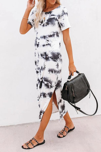 Basic Tie-dye Slim-fit Midi Dress