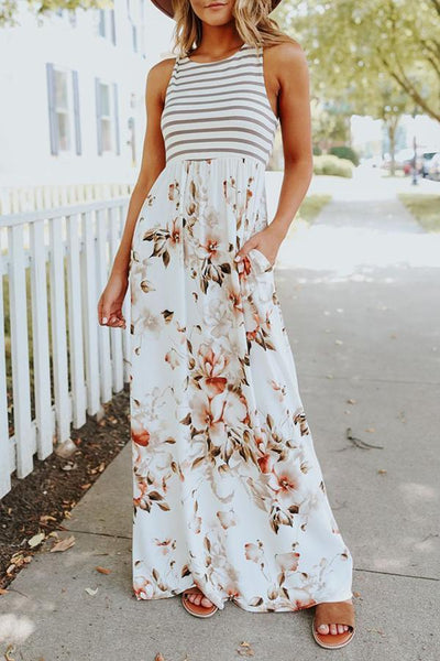 Printed Pocket Slim Maxi Dress