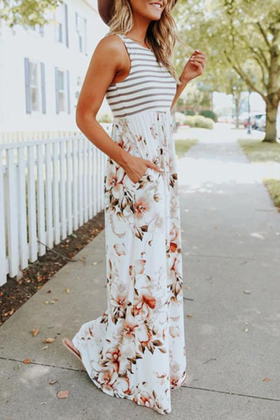 Printed Pocket Slim Maxi Dress