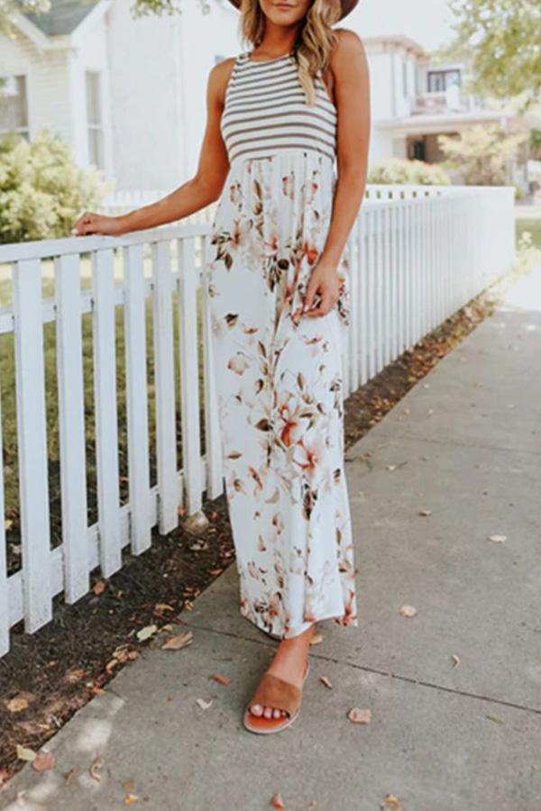 Printed Pocket Slim Maxi Dress