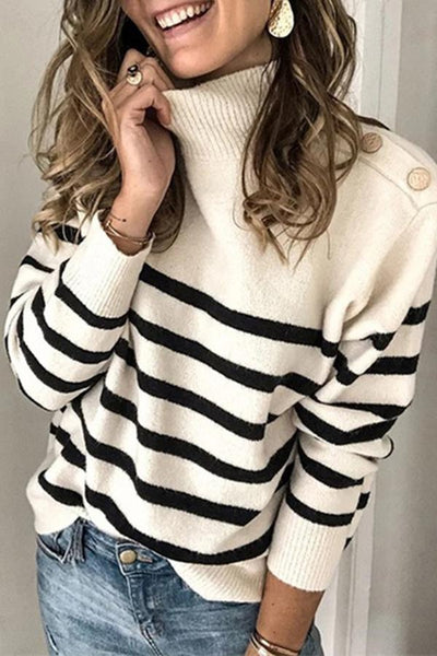Turtle Neck Striped Sweater (4 Colors)