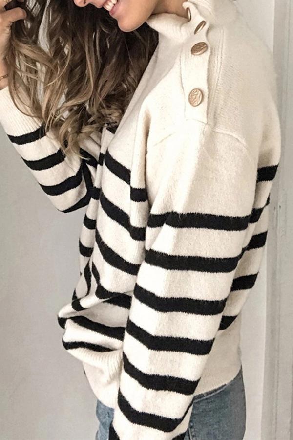 Turtle Neck Striped Sweater (4 Colors)