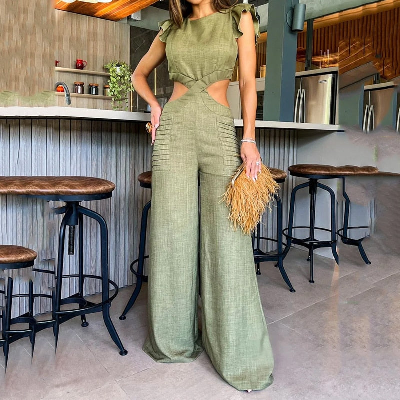 Wide Legs Loose Long Pants Jumpsuit