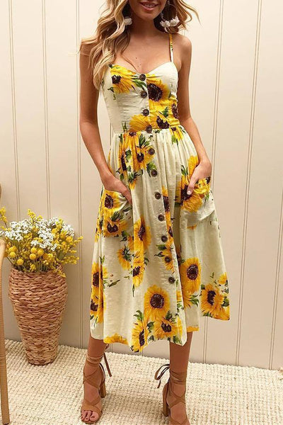 Pretty Printed Sling Midi Dress (3 Colors)