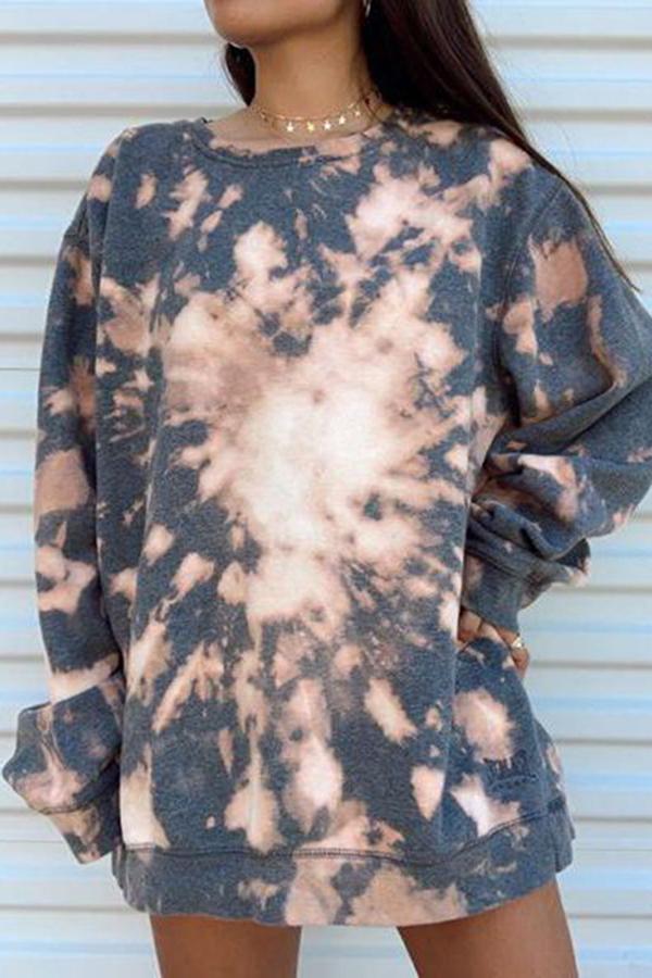 Sweat-shirt à manches longues imprimé tie-dye