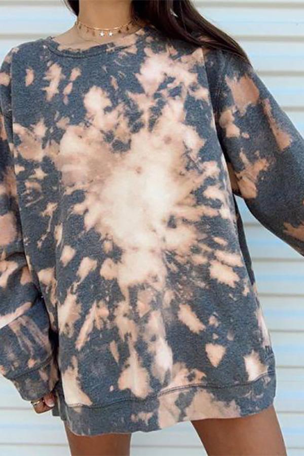 Sweat-shirt à manches longues imprimé tie-dye