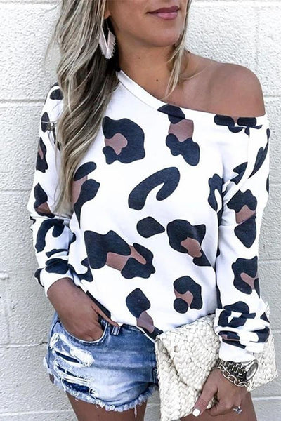 Casual Leopard Print Long Sleeve Blouse