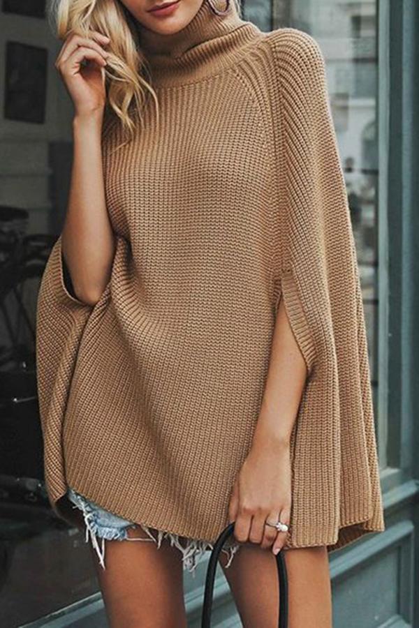Cape-style Turtle Neck Sweater