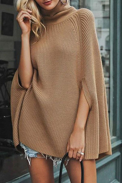 Cape-style Turtle Neck Sweater