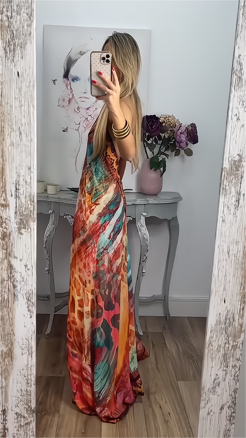 Rückenfreies Boho-Maxikleid mit Slip 