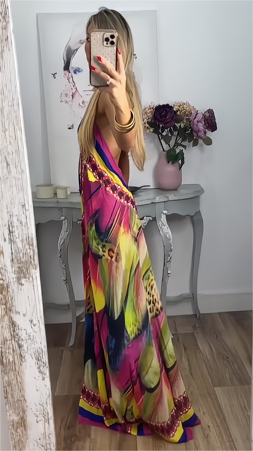 Rückenfreies Boho-Maxikleid mit Slip 