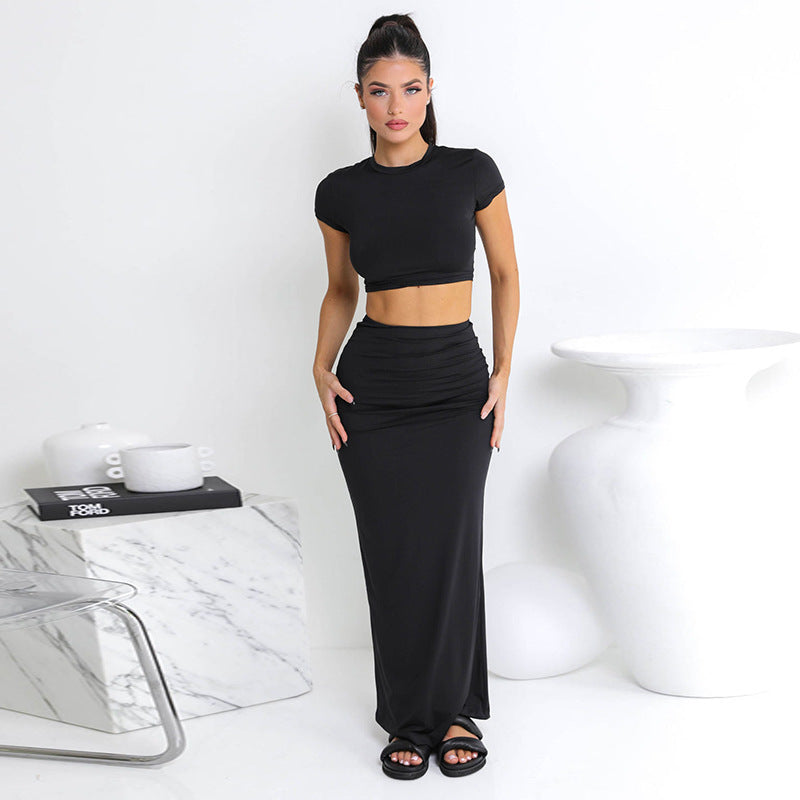 Classic Solid Two Piece Set Top & Skirt