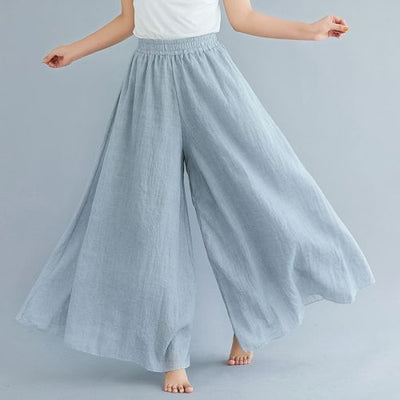 pantalon littéraire en coton et lin 