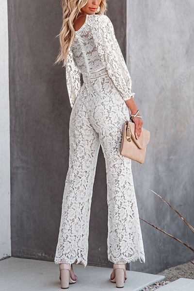 Lantern Sleeve Lace Jumpsuit