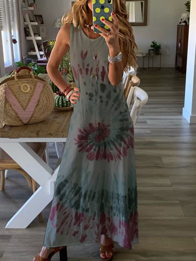 Robe de plage d'été imprimée tie-dye 