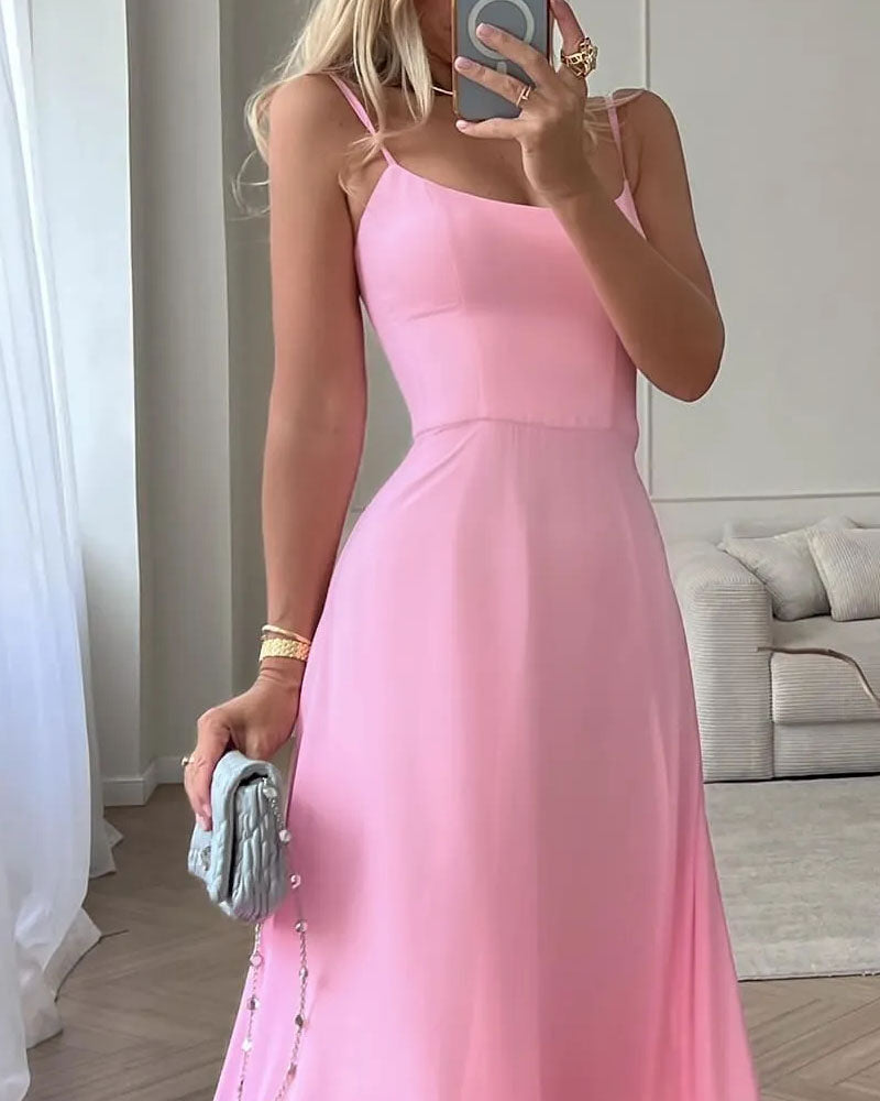 Elegant Solid Color Slip Dress