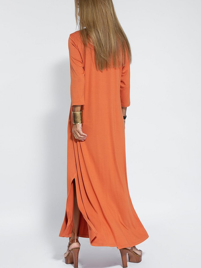 Solid Color V-Neck Comfy Dresses