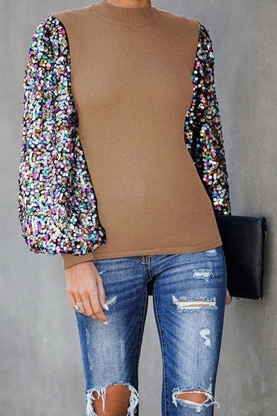 Disco Fever Sequin Sleeve Knit Top