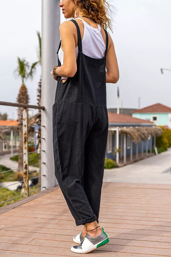 Somewhere Sunny Pocketed Overall Jumpsuit