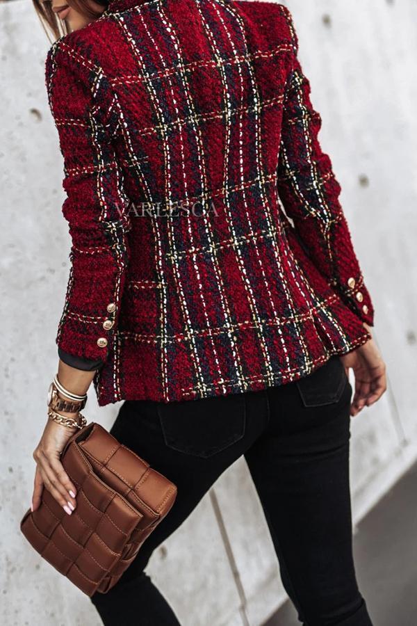 Casual Plaid Long Sleeve Blazer