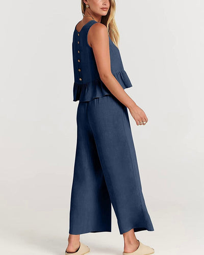 Summer's new pleated casual two-piece set