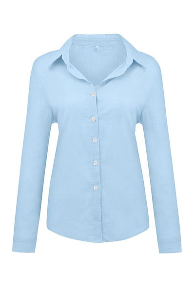 Casual Solid Button Shirt Collar Blouse