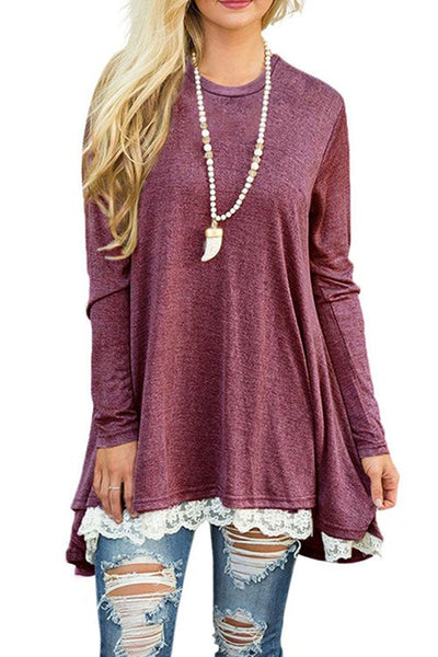 Casual O Neck Long Sleeve Lace Dress