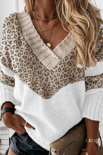 Leopard Print V-Neck Sweater