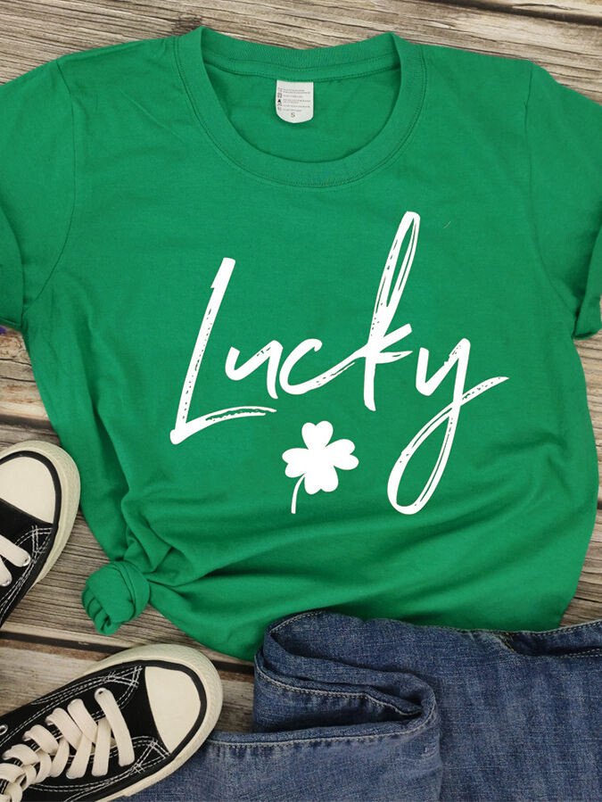 Damen St. Patrick's Day LUCKY Kurzarm T-Shirt 