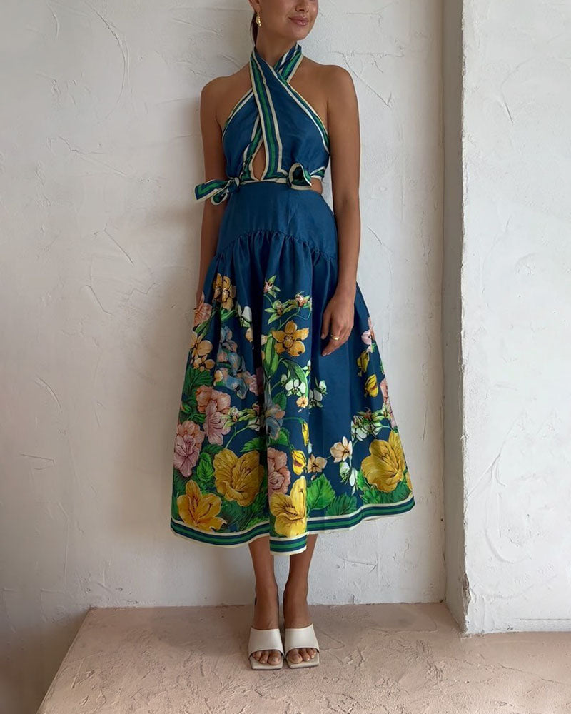 Lässiges Resort-Kleid mit bedrucktem Sommer-Kreuz 