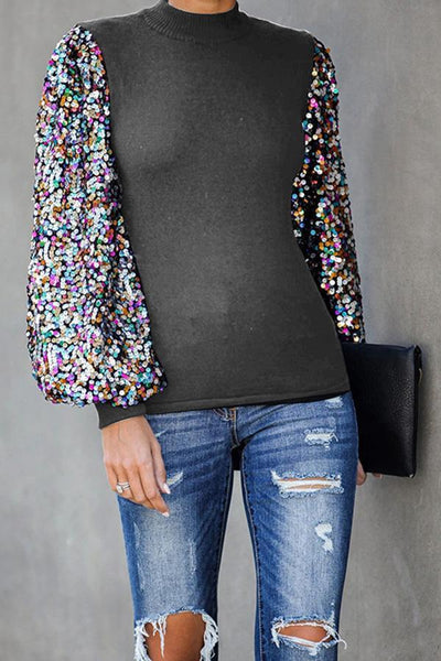 Disco Fever Sequin Sleeve Knit Top