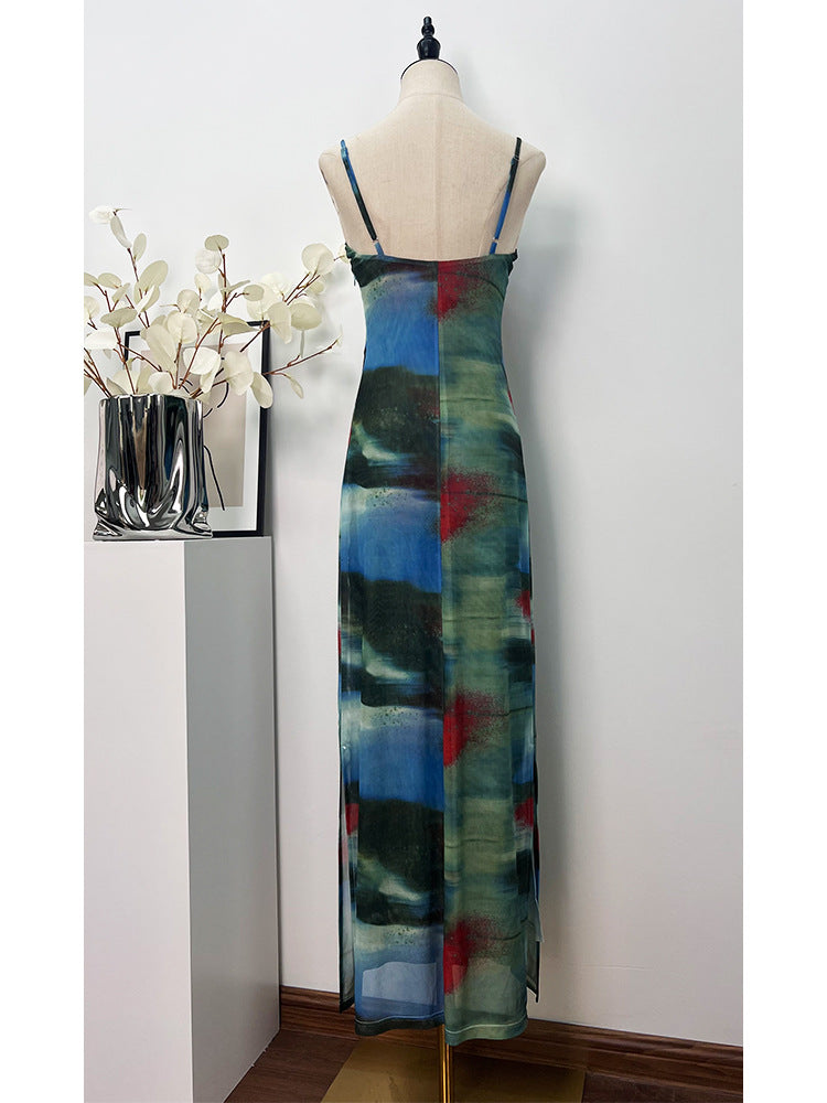 Chic Oil Painting Slip Dress