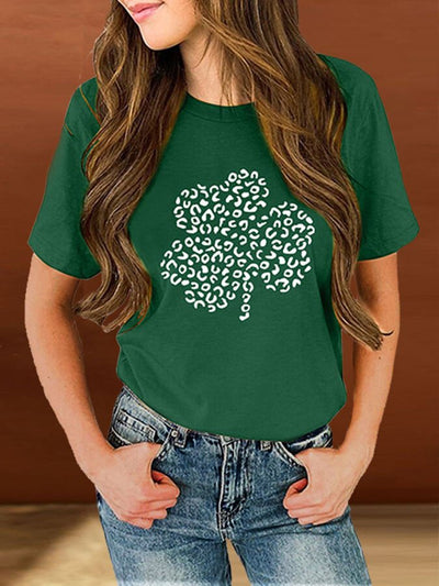 Women's St. Patrick's Day Shamrock Print Short Sleeve T-Shirt