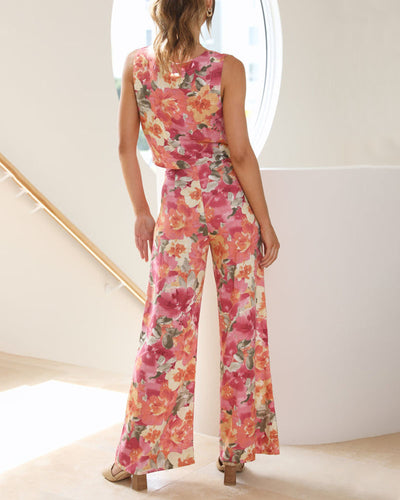 Artistic Floral Print Two-Piece Set