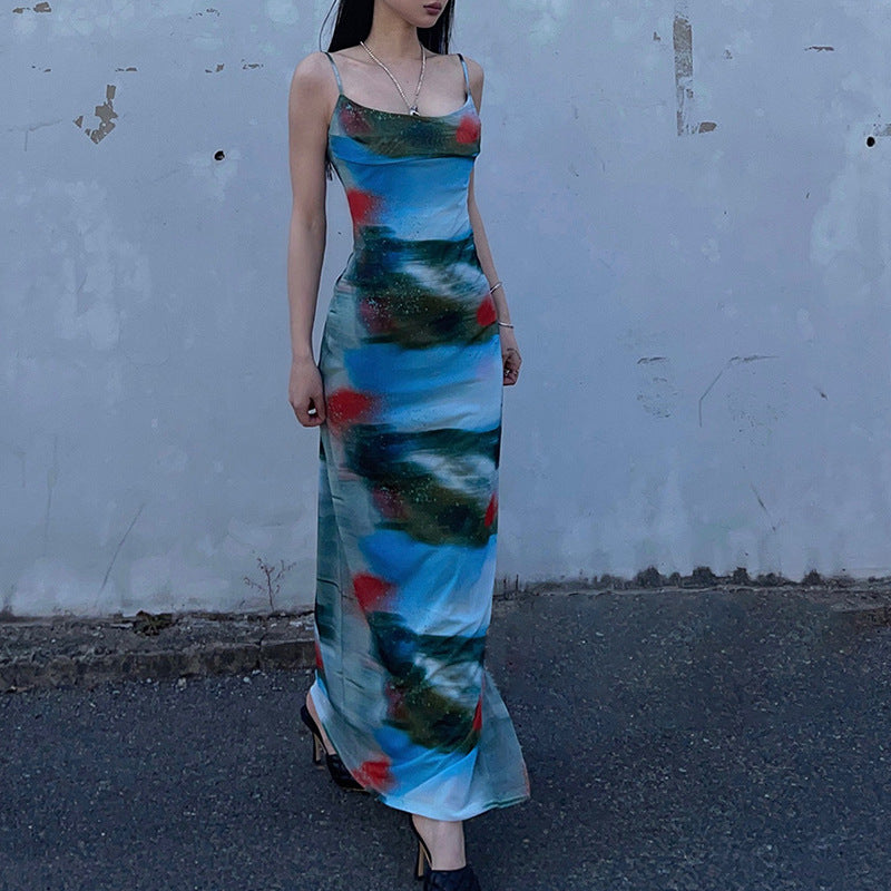 Chic Oil Painting Slip Dress