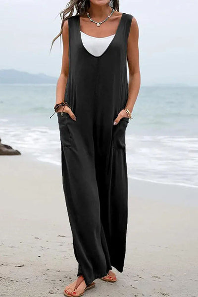 Harper Pocketed Wide Leg Suspender Relaxed Jumpsuit