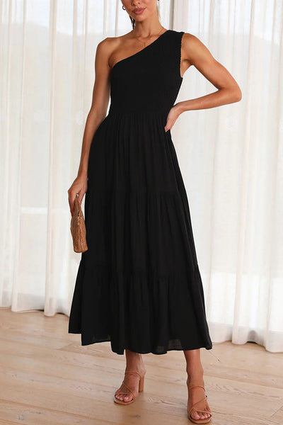 Off-Shoulder Sleeveless Layered Ruched Dress