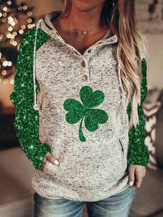 Clover Print Hooded Sweatshirt