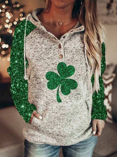 Clover Print Hooded Sweatshirt