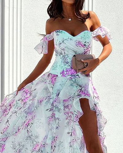 Elegant One Shoulder Print Dress