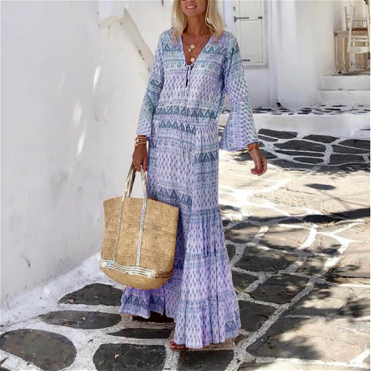 Kleid mit geometrischem Boho-Print 