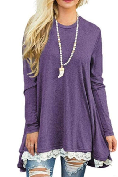 Casual O Neck Long Sleeve Lace Dress