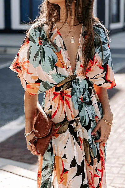 Miraflores Floral Slit Midi Dress